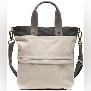 Chic Cream and Gray Crossbody Bag